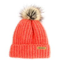Sinner Mossy Beanie Muts Met Pom - Oranje