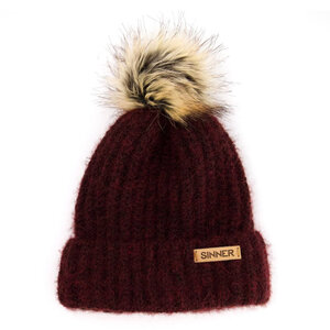 Sinner Sinner Mossy Beanie Muts Met Pom - Rood