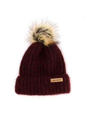 Sinner Sinner Mossy Beanie Muts Met Pom - Rood