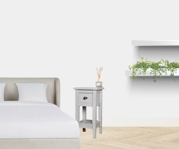 Set Van 2 Nachtkastjes Voor Aan De Muur Met Natuurlijk Riet En Houtnis Met Natuurlijk Effect
