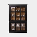 123kast  Vitrinekast Apeldoorn - 150x47x220H - bovenkast en onderkast met glazen schuifdeuren - eiken achterwand - glazen zijkanten