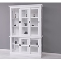 123kast  Vitrinekast Apeldoorn - 150x47x220H - bovenkast en onderkast met glazen schuifdeuren - eiken achterwand - glazen zijkanten
