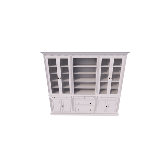 123kast  Buffetkast Hollywood - 300x40x240H cm - boekenkast - open vak in midden - verstelbare planken - 2 uitschuif planken - 4 soft close lades