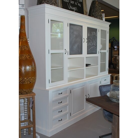 123kast  Buffetkast Le grand cuisine - 258x50x225H cm - 2 krijtborden - 4 deuren - 8 soft close lades - 2 open vakken - 2 lades