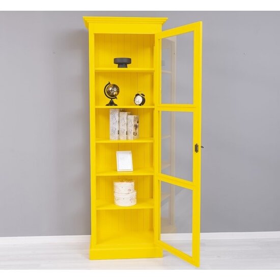 123kast  Vitrinekast Toulon - 75x40x220H cm -geheel glas - 1 deur - 5 planken