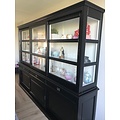123kast  Buffetkast Miami Beach - 240x53x218H cm - 3 vitrine schuifdeuren - 3 lades - 3 dichte schuifdeuren - glazen zijkanten