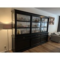 123kast  Buffetkast Miami Beach - 240x53x218H cm - 3 vitrine schuifdeuren - 3 lades - 3 dichte schuifdeuren - glazen zijkanten