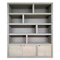 123kast  Vakkenkast Londen 01 - 200x40x240H cm - Eiken - 3 dichte deuren - open vakken - strak design