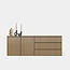 123kast Sidney Sideboard - 220x45x80H cm - schlichtes Design - helle Eiche - 2 grifflose Türen - 3 grifflose Schubladen