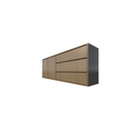 123kast  Dressoir Sidney - 220x45x80H cm -  strak design - licht eiken - 2 greeploze deuren - 3 greeploze lades
