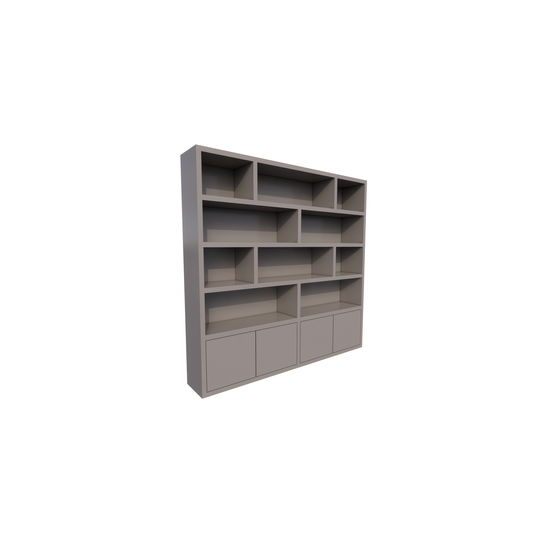 123kast  Vakkenkast Londen 02 - 250x40x240H cm - strak design - 4 greeploze deuren - push to open deuren - open vakken - 5cm plank dikte
