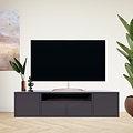 123kast  Tv dressoir Manhattan 09 - 200x40x50H cm - strak design - 4 greeploze deuren - push to open - open vak - met kabelgat