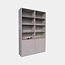 123kast Bücherregal Glasgow - 150x40x230H cm - Bücherregal - Einlegeböden aus Eiche - schlankes Design - 2 grifflose push-to-open Türen