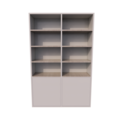 123kast  Vakkenkast Glasgow - 150x40x230H cm - boekenkast - eiken planken - strak design - 2 greeploze push to open deuren