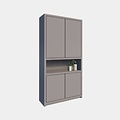 123kast  Vakkenkast Manhattan 08 - 120x40x240H cm - strak design - 4 greeploze deuren - open vakken gedeelte