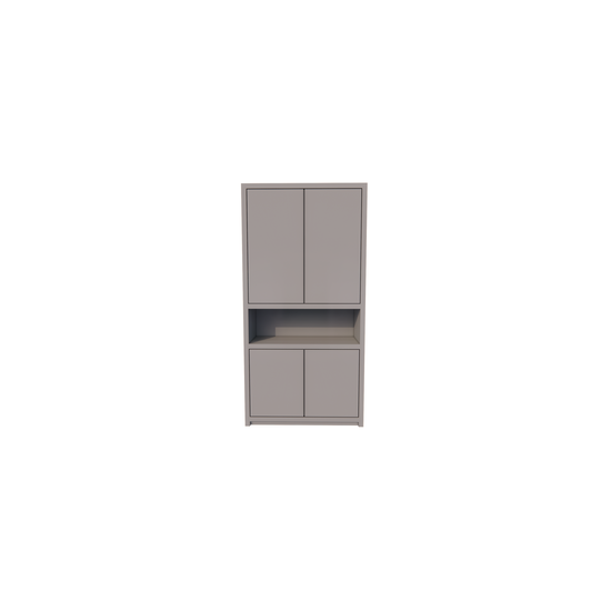 123kast  Vakkenkast Manhattan 08 - 120x40x240H cm - strak design - 4 greeploze deuren - open vakken gedeelte