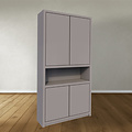 123kast  Vakkenkast Manhattan 08 - 120x40x240H cm - strak design - 4 greeploze deuren - open vakken gedeelte