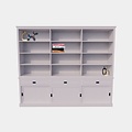 123kast  Boekenkast New York - 300x40x230H cm - strakke boekenkast - 3 soft close lades - 3 schuifdeuren - verstelbare planken