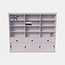 123kast Bücherregal New York - 300x40x230H cm - schlankes Bücherregal - 3 Soft-Close-Schubladen - 3 Schiebetüren - verstellbare Einlegeböden