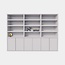 123kast Bücherregal / Regalschrank Stellenbosch - 300x40x220H cm - schlankes Design - 6 grifflose Türen - offene Regale