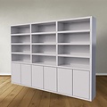 123kast  Boekenkast / Vakkenkast Stellenbosch - 300x40x220H cm - strak design - 6 greeploze deuren - open vakken