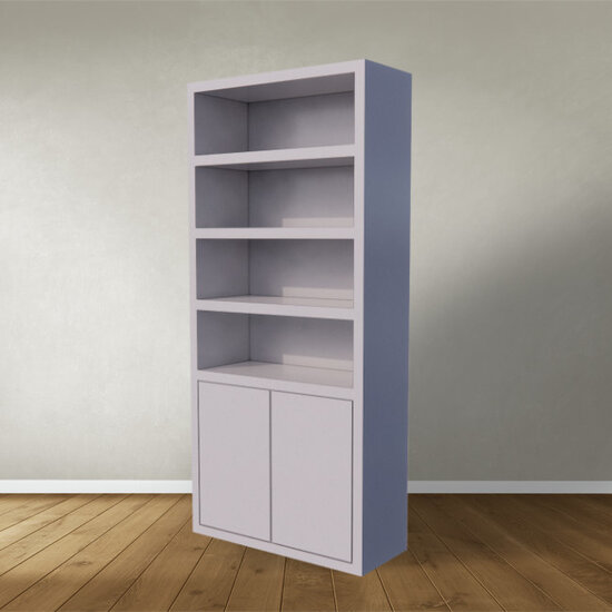 123kast  Boekenkast / Vakkenkast  Stellenbosch - 100x40x220H cm - strak design -2  greeploze deuren - open vakken