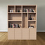 123kast Regal Manhattan 04 - 200x40x240H cm - helle Eiche - schlankes Design - 4 push-to-open Türen - offene Regale - grifflose Türen