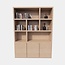123kast Vakkenkast Manhattan 03 - 180x40x240H cm - eiken fineer - licht eiken - 2 greeploze deuren - open vakken - strak design