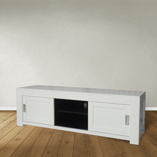 123kast  Tv dressoir Hawai 05 - 165x50x55H cm - strak design - 2 schuifdeuren - open middenvak - met kabelgat