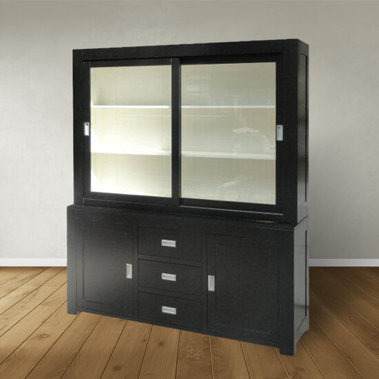 123kast  Buffetkast Hawai - 180x50x220H cm - strak design - 2 schuifdeuren - 3 soft close lades - 2 scharnierdeuren