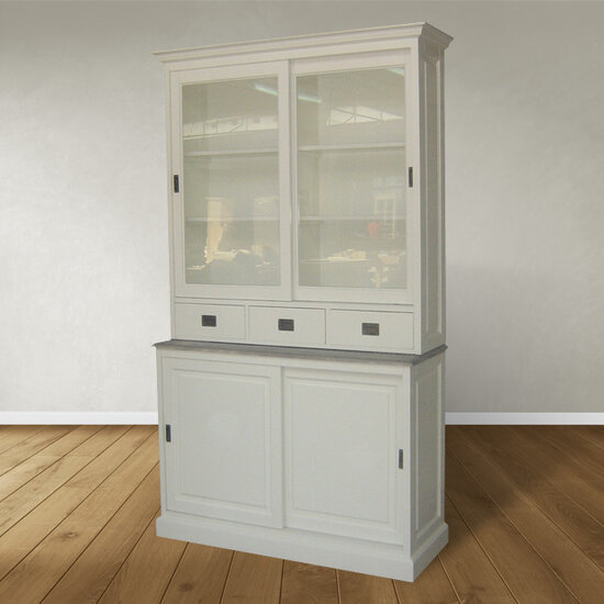 123kast  Buffetkast Lin 02 - 130x48x220H cm - 4 schuifdeuren - 3 soft close lades - optioneel vergrijsd tussenblad
