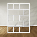 123kast  Roomdivider Portofino - open kast - 130x30x220H cm - strak design - open vakken - 5 cm plankdikte