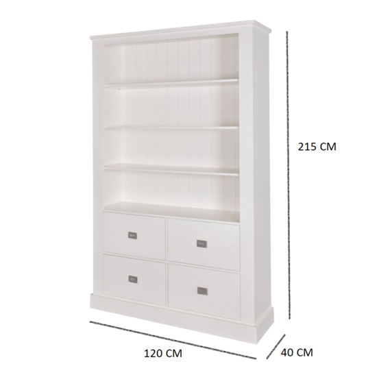 123kast  Boekenkast Iceland 10 - 120x40x215H cm - 3 planken - 4  soft close lades