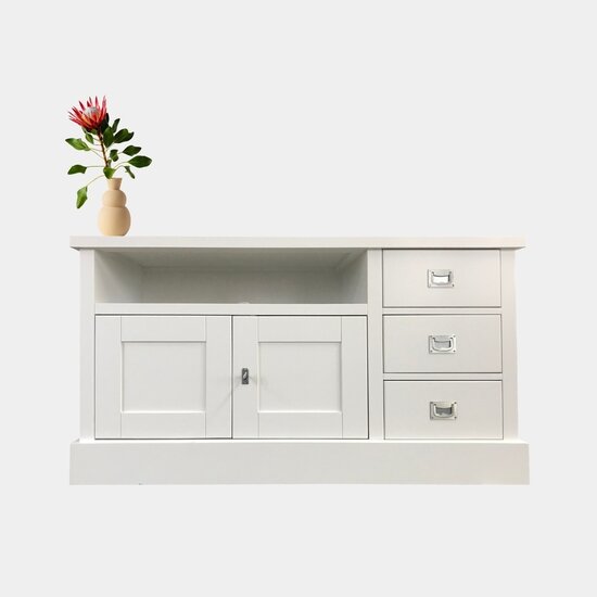 123kast  Tv dressoir Iceland 06 - 125x50x65H cm - 3 lades - 2 scharnierdeuren - met tv kabelgat