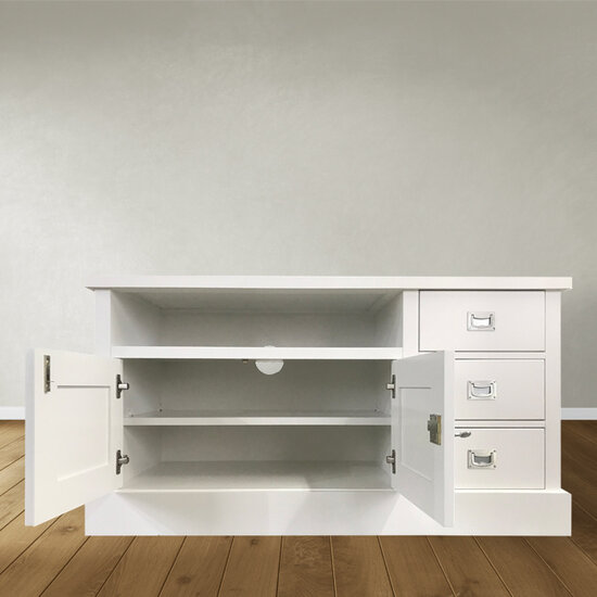 123kast  Tv dressoir Iceland 06 - 125x50x65H cm - 3 lades - 2 scharnierdeuren - met tv kabelgat