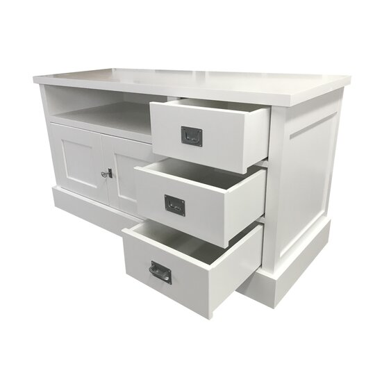 123kast  Tv dressoir Iceland 06 - 125x50x65H cm - 3 lades - 2 scharnierdeuren - met tv kabelgat