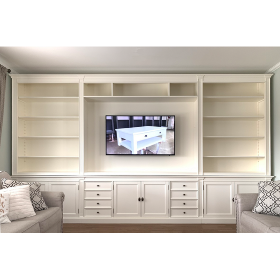 123kast  TV Boekenkast Malta - 400x43x240H cm - 6 scharnierdeuren - 8 lades- cinema wall