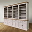 123kast  Boekenkast Modern Library - 400x43x240H cm - met eiken boven en tussenlijst - 8 scharnierdeuren - 8 lades - verstelbare planken