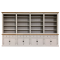 123kast  Boekenkast Modern Library - 400x43x240H cm - met eiken boven en tussenlijst - 8 scharnierdeuren - 8 lades - verstelbare planken