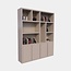 123kast Manhattan 04 Regal - 200x40x240H cm - schlankes Design - 4 push-to-open Türen - offene Regale - grifflose Türen