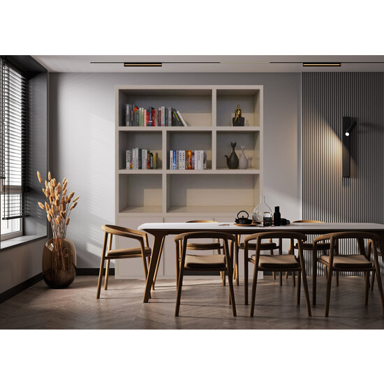123kast  Vakkenkast Manhattan 03 - 180x40x240H cm - strak design - 3 push to open deuren - open vakken - greeploze deuren - 5cm plank dikte