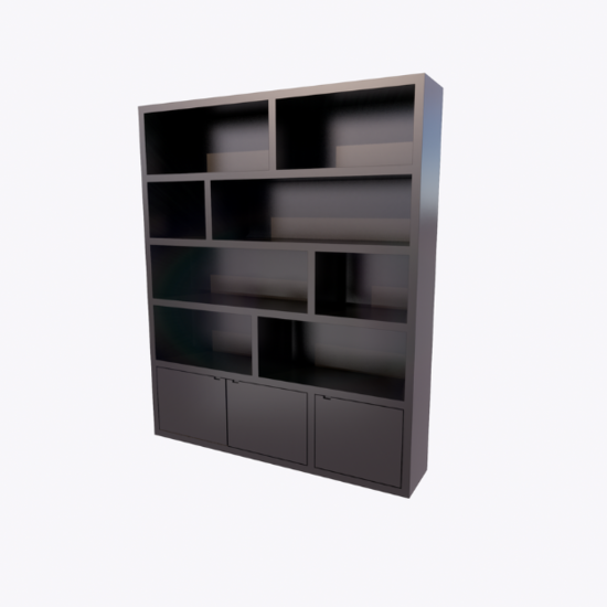 123kast  Vakkenkast Londen 01 - 200x40x240H cm - 3 dichte deuren - open vakken - strak design