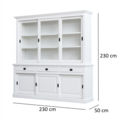 123kast  Buffetkast Mexico - 230x50x230H cm - 3 vitrine schuifdeuren - 3 lades - 3 dichte schuifdeuren