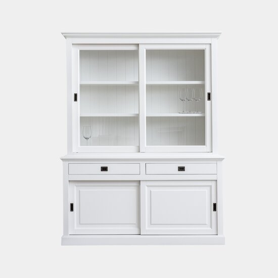 123kast  Buffetkast Colombia - 177x50x230H cm - 2 vitrine schuifdeuren - 2 soft close lades - 2 dichte schuifdeuren