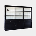 123kast  Buffetkast Miami Beach - 220x53x218H cm - 3 vitrine schuifdeuren - 3 lades - 3 dichte schuifdeuren - glazen zijkanten