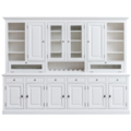 123kast  Buffetkast Capri - 300x45x230H cm - 2 vitrinedeuren - 8 dichte scharnierdeuren - 2 kleppen - 6 lades - met wijnrek - verstelbare planken