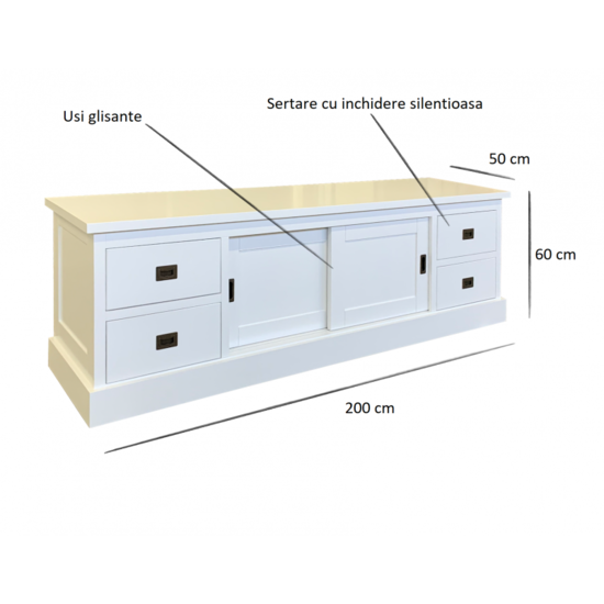 123kast  Tv dressoir Iceland 14 - 200x50x60H cm - 4 lades - 2 schuifdeuren