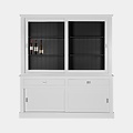 123kast  Buffetkast Iceland 01 -160x40/50x220H cm - strak design - 2 vitrinedeuren - 2 lades - 2 dichte schuifdeuren