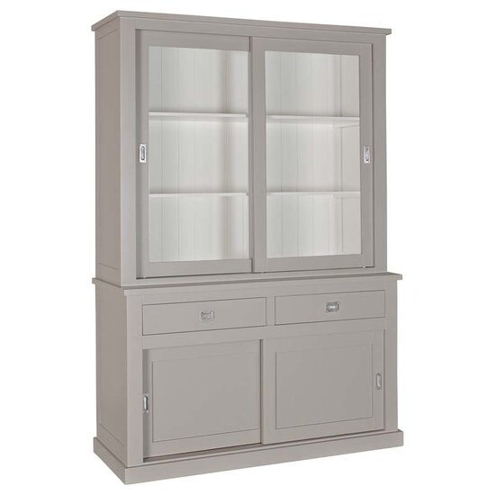 123kast  Buffetkast Iceland 01 -160x40/50x220H cm - strak design - 2 vitrinedeuren - 2 lades - 2 dichte schuifdeuren