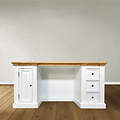 123kast  Bureau King Louis - 180x70x78H cm - eiken bovenblad - 1 dichte scharnierdeur - 3 soft close lades - Engelse stijl